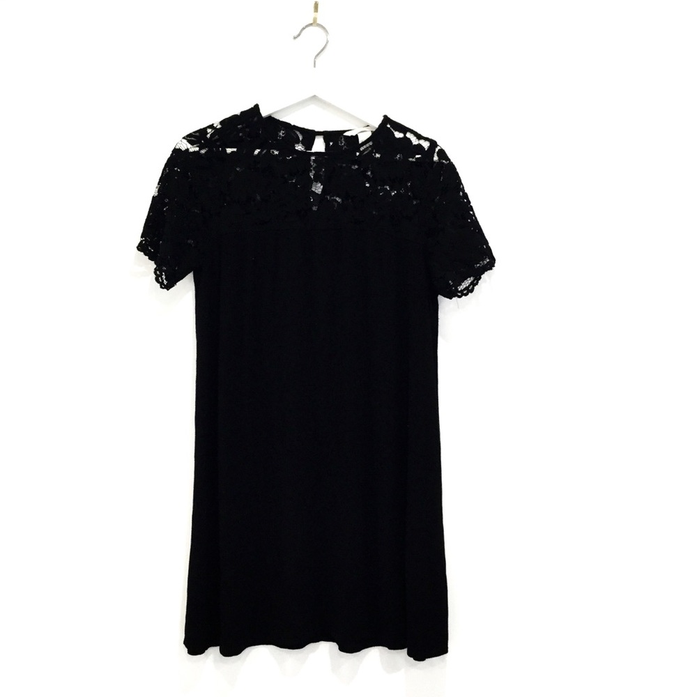H&M Pretty Black Lacey Short Sleeve Midi Dress Sz 8/M